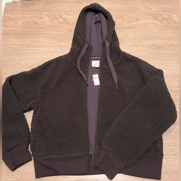aerie Jackets & Blazers - NWT Aerie Brown Sherpa Hoodie Full Zip Jacket